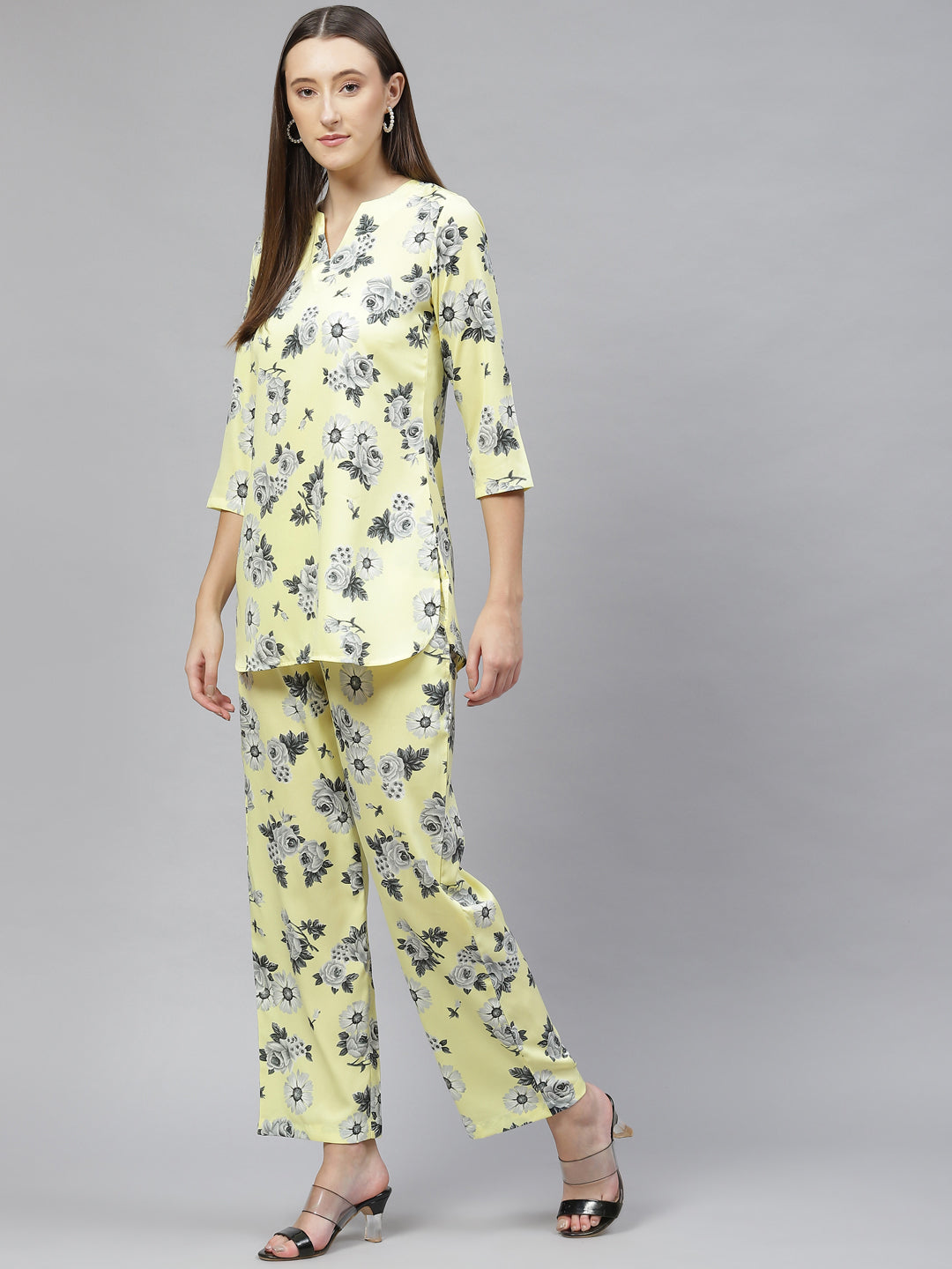 Cottinfab Women Floral Printed Top With Palazzos