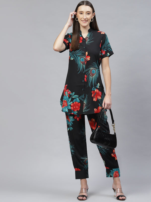 Cottinfab Women Printed Shirt With Trousers