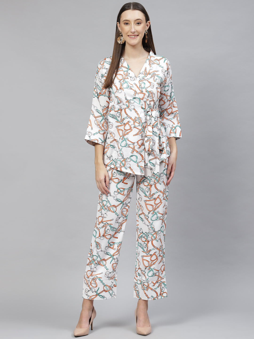 Cottinfab Women Printed Top With Trousers