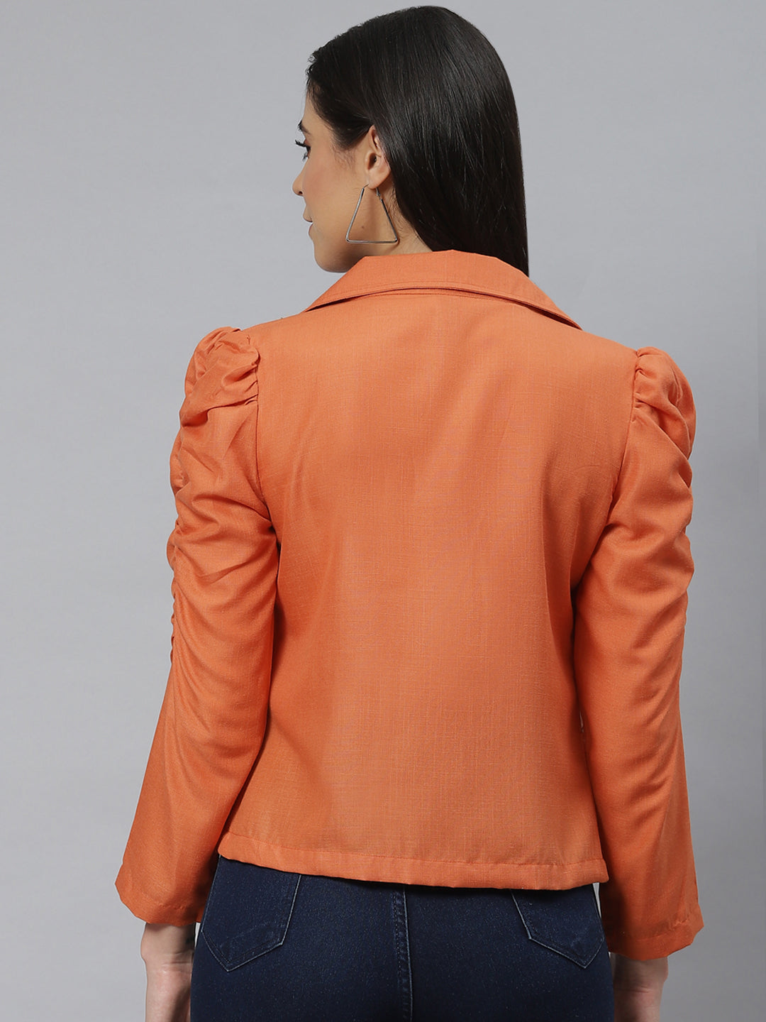 Cottinfab Women Orange Open Front Jacket